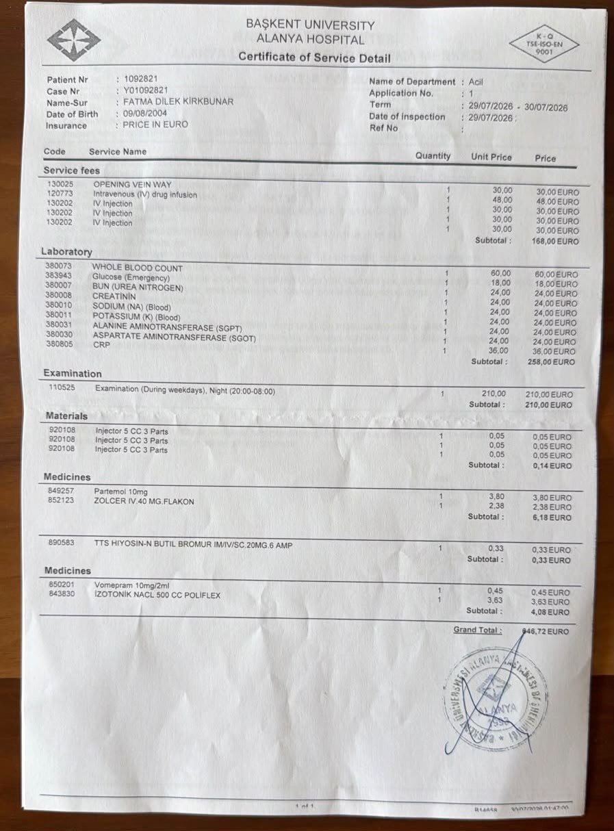 Özel Hastane Acilinde Ödedikleri Bin 293 Euroyu Cimer’e Taşıdılar