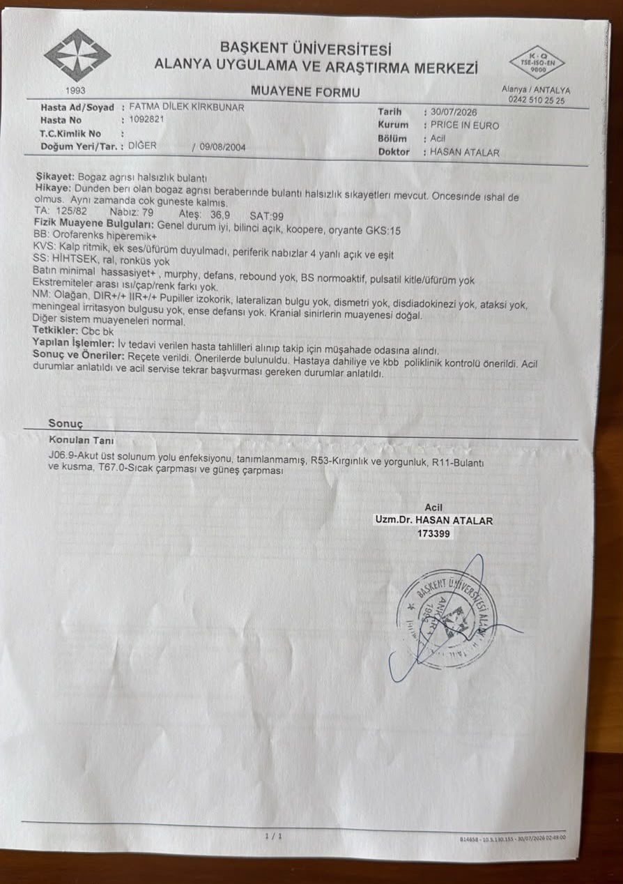 Özel Hastane Acilinde Ödedikleri Bin 293 Euroyu Cimer’e Taşıdılar