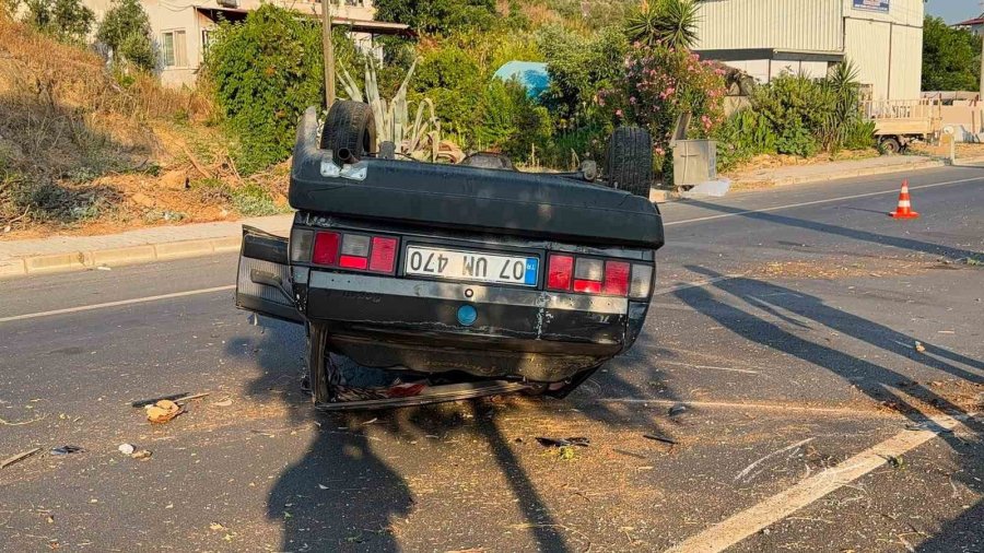 Takla Atan Otomobil Palmiye Ağacına Çarptı: 1 Yaralı