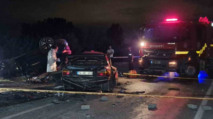 Karaman’da İki Otomobilin Kafa Kafaya Çarpıştı: 1 Ölü, 1 Yaralı