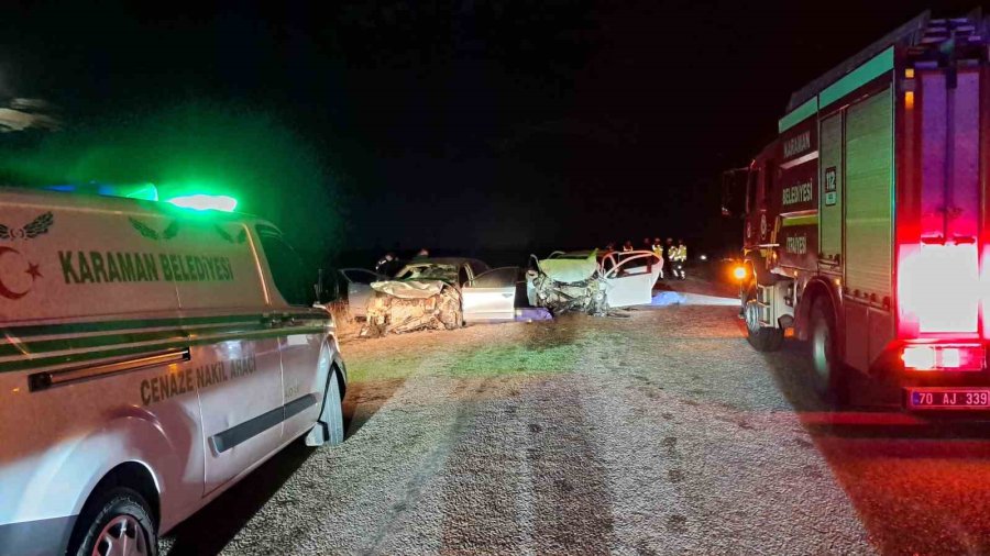 Karaman’da İki Otomobil Kafa Kafaya Çarpıştı: 2 Ölü, 5 Yaralı