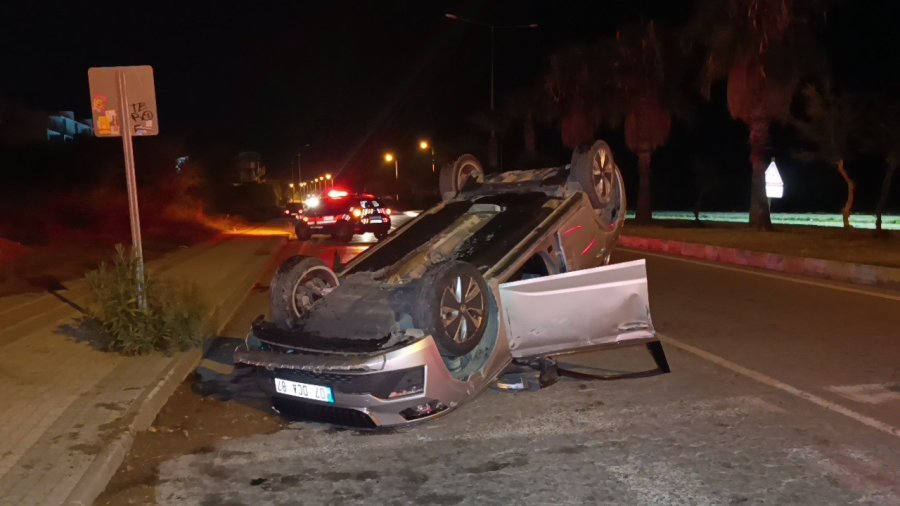 Otomobil Takla Attı, Sürücü Alkollü Çıktı