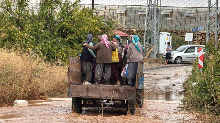Bozyazı’da Sağanak Yağış: Seralar Ve İş Yerleri Sular Altında Kaldı