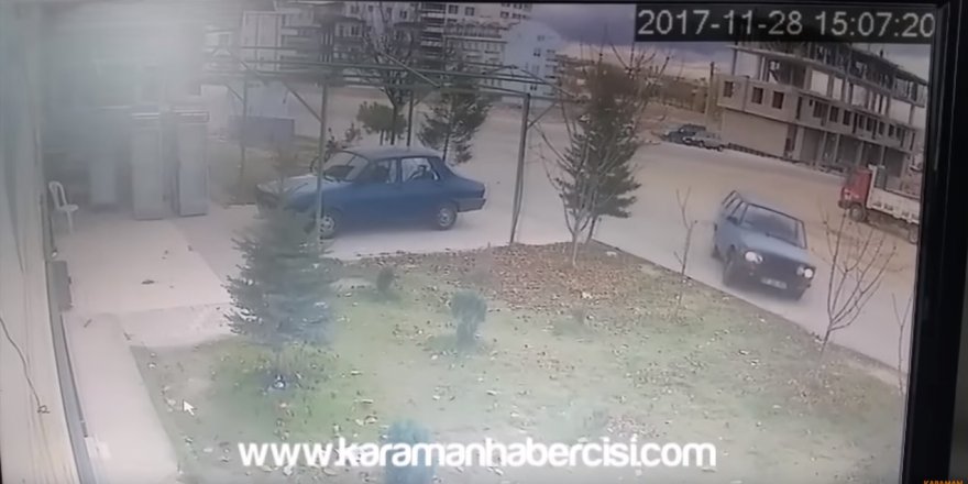 Karaman’da İş Yerine Çarpan Otomobil Kaçtı